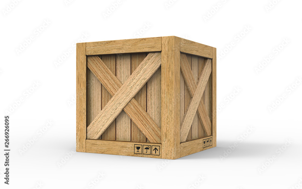 Cargo box. Wooden box. 3D rendering Cargo box. Wooden box. 3D rendering