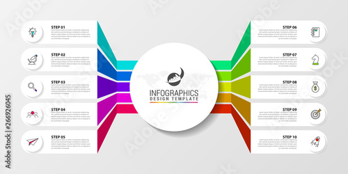 Infographic design template. Creative concept with 10 steps