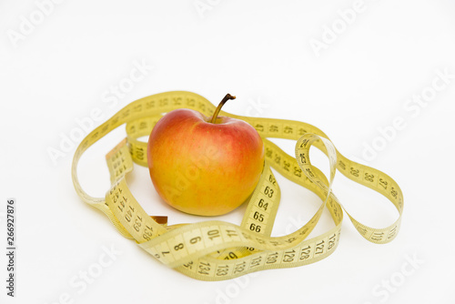 apple a healthy lifestyle for a beautiful body to lose weight and have a sports figure to cultivate the right eating habits and diet on a white background