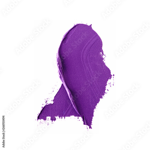 Purple paint smudge isolated on white background 