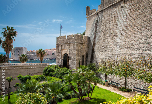 Ploce gate and Fort St. Ivana at the beautiful Dubrovnik city walls photo