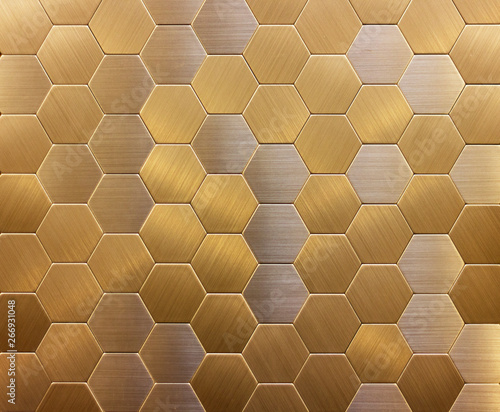 background wall mosaic in the form of honeycombs gold and silver ceramic textured metal