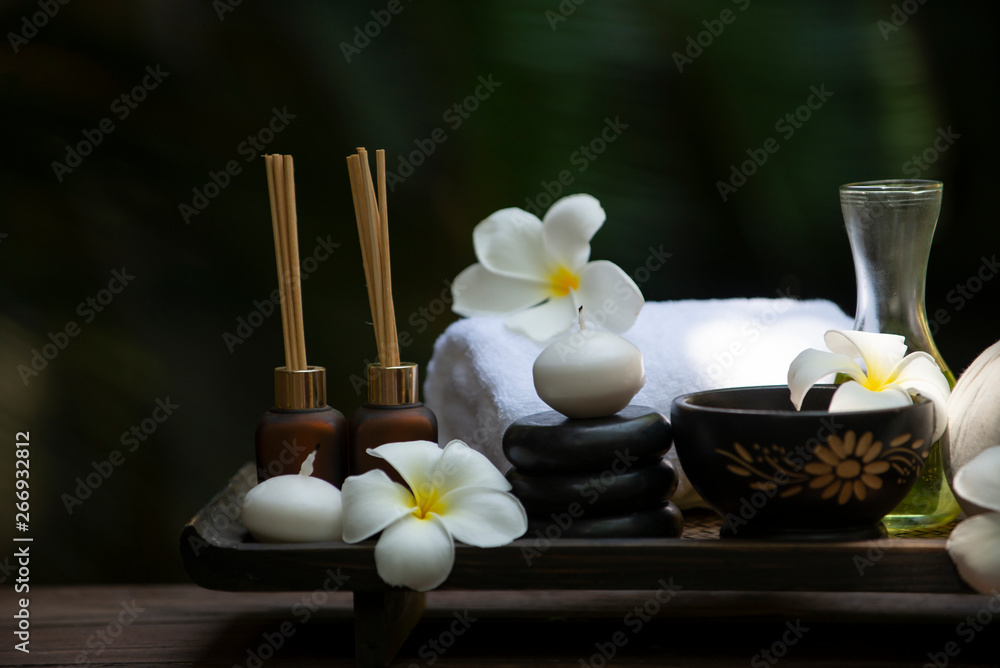 Natural Spa With Massage Stones Towels Candles And A Beautiful Backdrop AI  Generated 23140296 Stock Photo at Vecteezy
