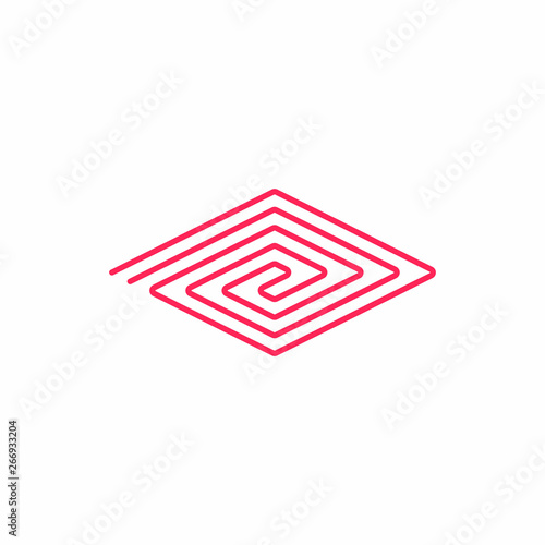 Vector Floor Heating Icon Design Tubes in Square