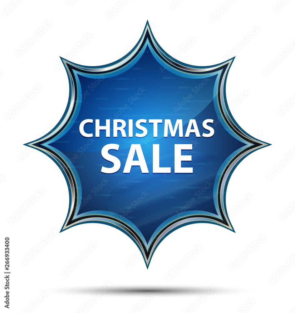 Christmas Sale magical glassy sunburst blue button