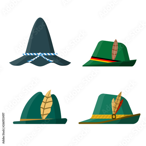 Set of traditional green hats