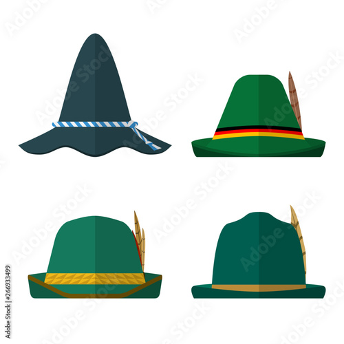 Set of traditional green hats