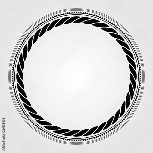 Round marine rope frame isolated on white background. Vector illustration