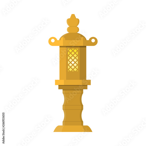 Traditional Japanese lantern made of stone. Color vector illustration.