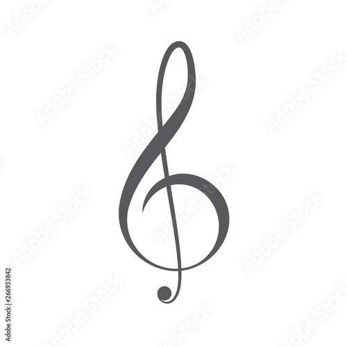 Treble clef and music notes vector icon concept, isolated on white background