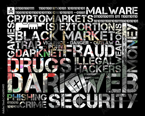 dark web tag cloud over illustration