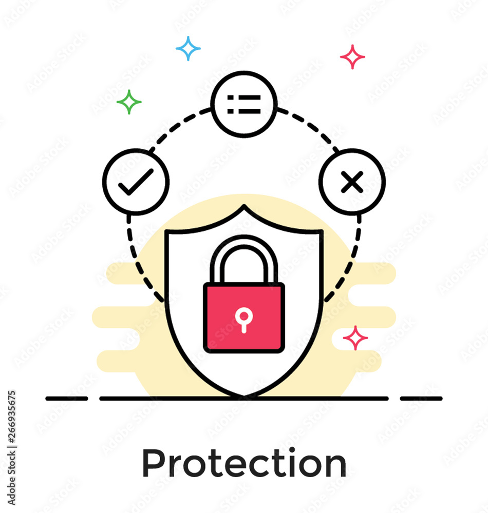 Naklejka premium Wektor bezpieczeństwa cybernetycznego, płaska ikona