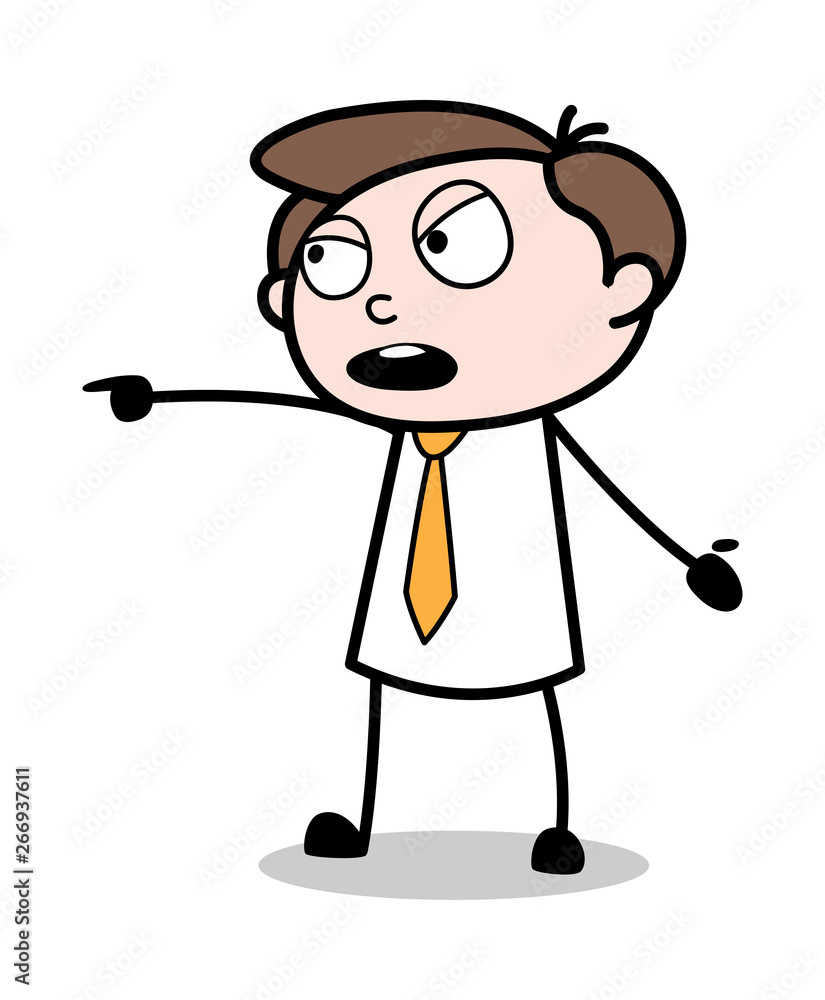 Showing with Pointing Finger - Office Businessman Employee Cartoon Vector Illustration Showing with Pointing Finger - Office Businessman Employee Cartoon Vector Illustration