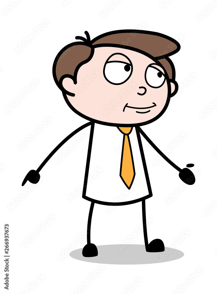 Gesturing with Slightly Smiling Face - Office Businessman Employee Cartoon Vector Illustration Gesturing with Slightly Smiling Face - Office Businessman Employee Cartoon Vector Illustration