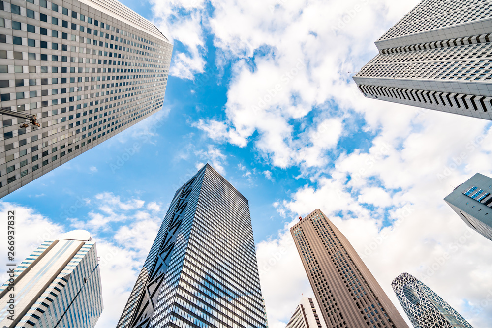 High-rise buildings and blue sky - Shinjuku, Tokyo, Japan