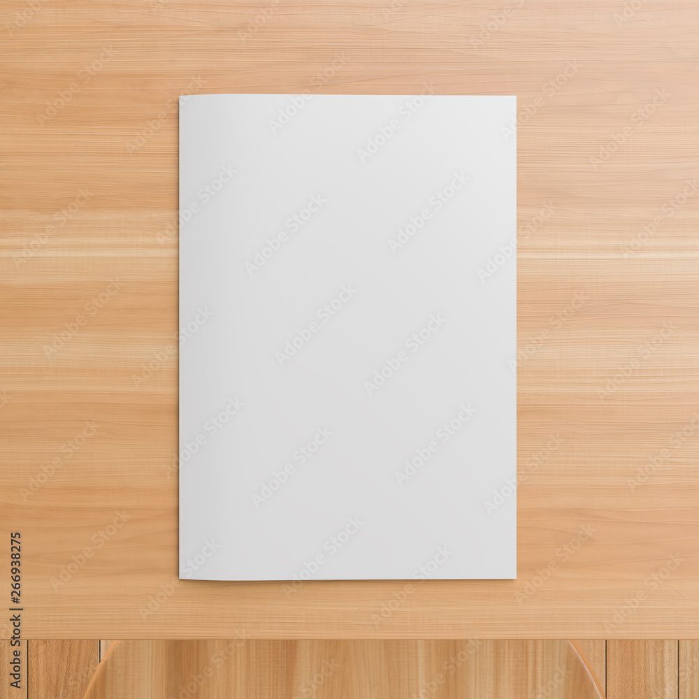 Sotfcover magazine, catalogue or brochure mock up on wooden table. A4 format. 3D illustration. Sotfcover magazine, catalogue or brochure mock up on wooden table. A4 format. 3D illustration.