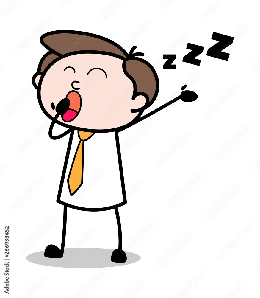 Yawning - Office Businessman Employee Cartoon Vector Illustration Yawning - Office Businessman Employee Cartoon Vector Illustration