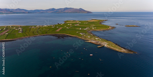 Scenic aerial view of the Maharees ion the west coast of Ireland, wild Atlantic way, Ireland