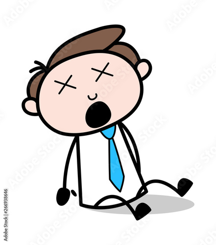 Screaming in Pain - Office Businessman Employee Cartoon Vector Illustration﻿