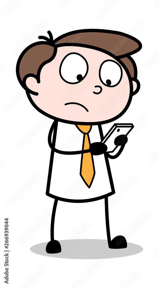 Chatting on Phone - Office Businessman Employee Cartoon Vector Illustration﻿