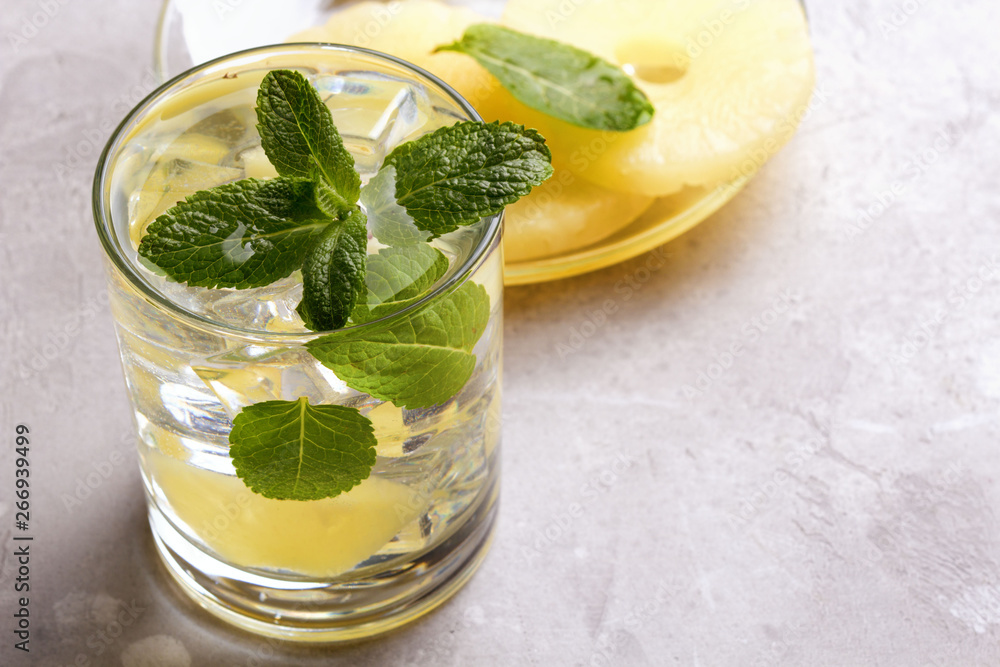 Infused detox water with pineapple and mint. Summer drink Infused detox water with pineapple and mint. Summer drink