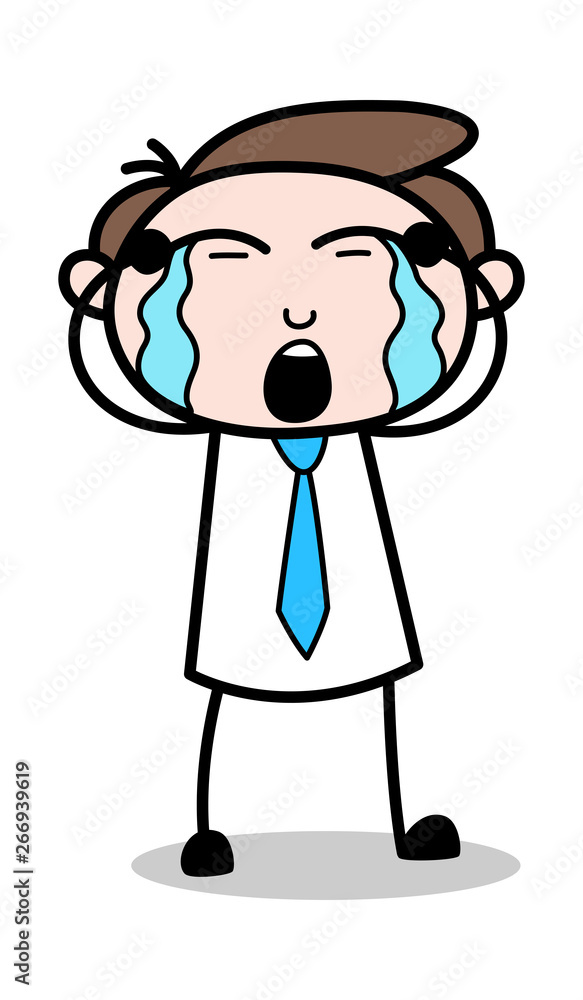 Crying Loudly - Office Businessman Employee Cartoon Vector Illustration﻿