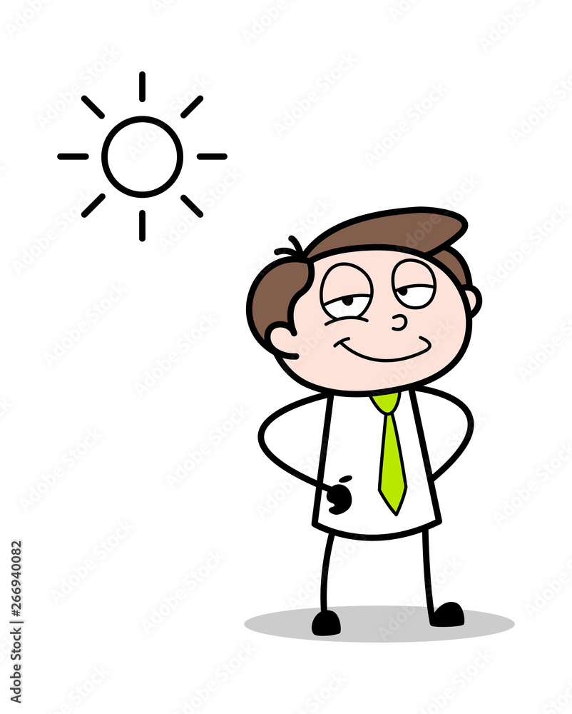 Be Cool in Summer - Office Businessman Employee Cartoon Vector Illustration﻿