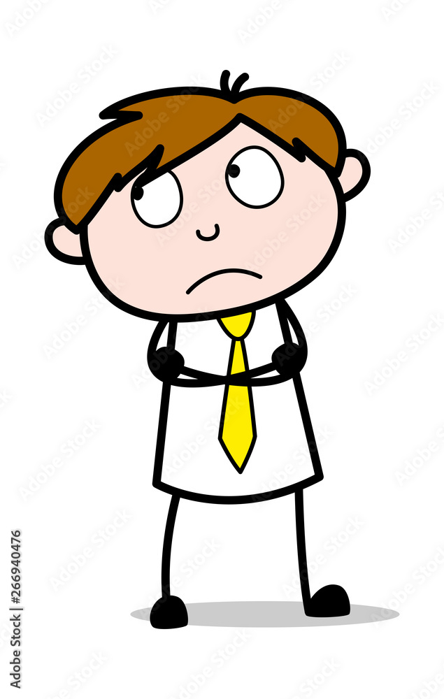 Standing and Thinking Pose - Office Salesman Employee Cartoon Vector Illustration Standing and Thinking Pose - Office Salesman Employee Cartoon Vector Illustration