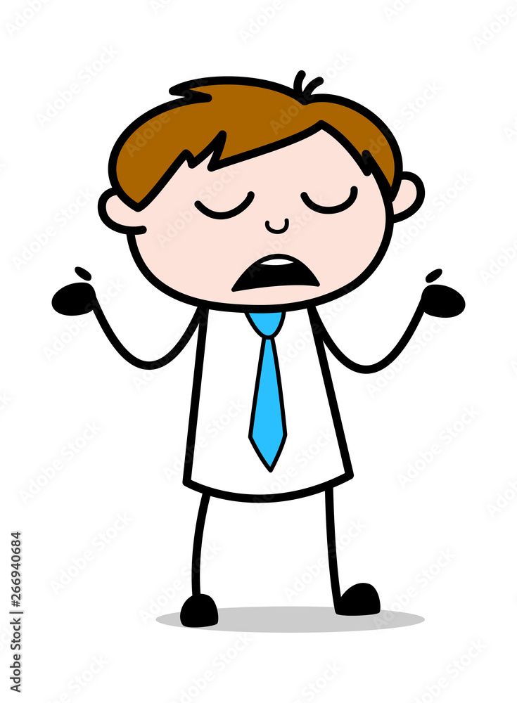 Ignorant - Office Salesman Employee Cartoon Vector Illustration﻿