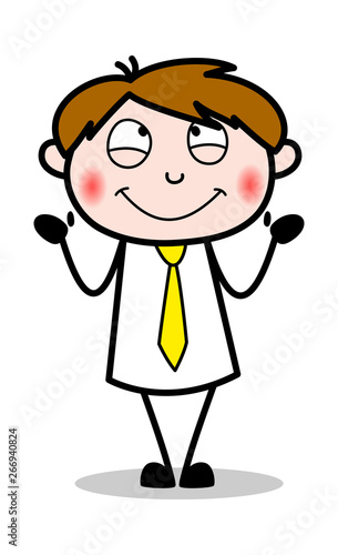 Feeling Shy - Office Salesman Employee Cartoon Vector Illustration﻿