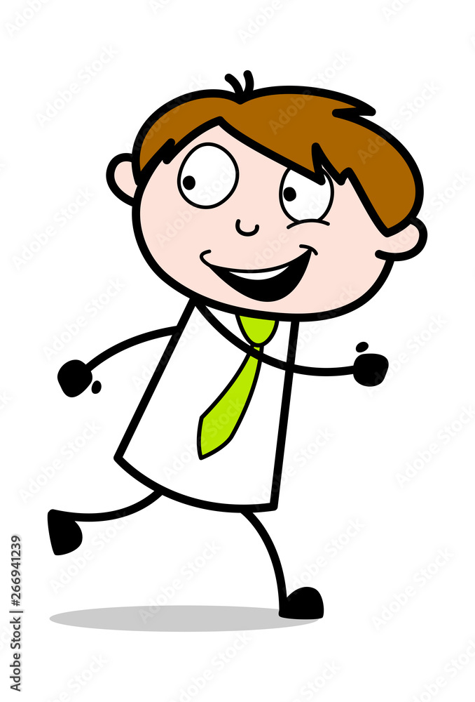 Run Away - Office Salesman Employee Cartoon Vector Illustration Run Away - Office Salesman Employee Cartoon Vector Illustration