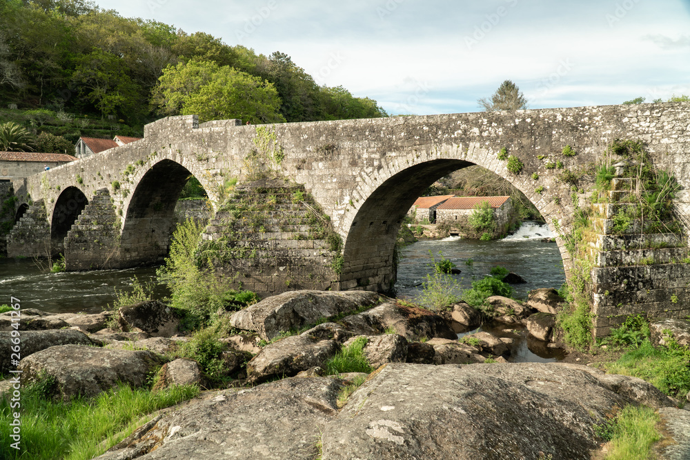 Ponte Maceira view of its old stone bridge