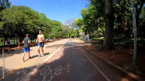 Time lapse movement in Ibirapuera park in Sao paulo city, Brazil. December, 2018. photo