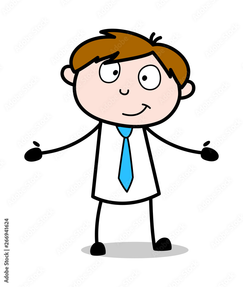 Presenting with Empty Hands - Office Salesman Employee Cartoon Vector Illustration Presenting with Empty Hands - Office Salesman Employee Cartoon Vector Illustration