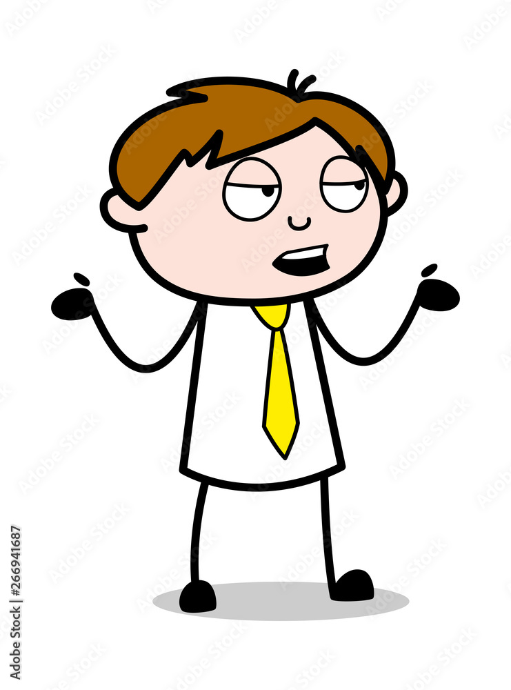 Body Expression While Talking - Office Salesman Employee Cartoon Vector Illustration﻿