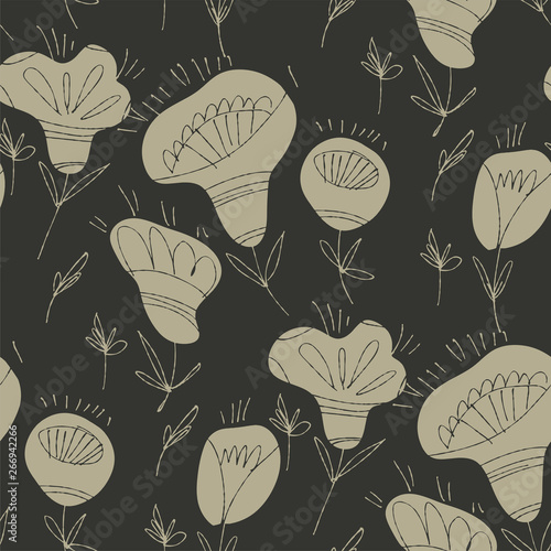 Folk floral sketch vector s...