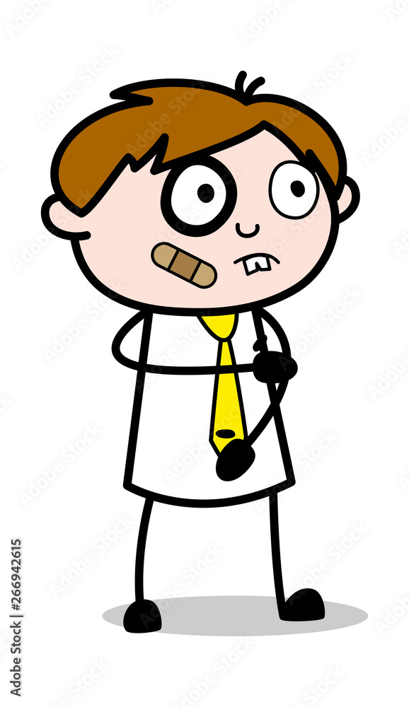 Funny Injured Face - Office Salesman Employee Cartoon Vector Illustration﻿