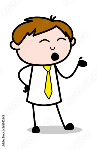 Hand Gesture While Communicating - Office Salesman Employee Cartoon Vector Illustration﻿