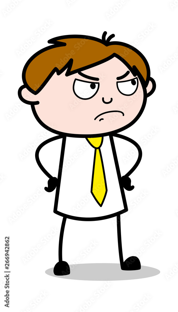 Rude Behavior - Office Salesman Employee Cartoon Vector Illustration﻿