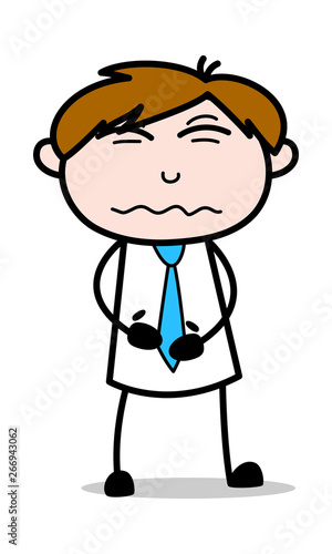 Stomach Ache - Office Salesman Employee Cartoon Vector Illustration﻿
