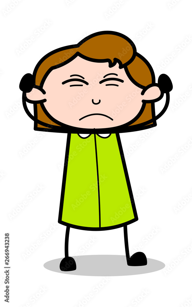 Irritated - Retro Office Girl Employee Cartoon Vector Illustration Irritated - Retro Office Girl Employee Cartoon Vector Illustration