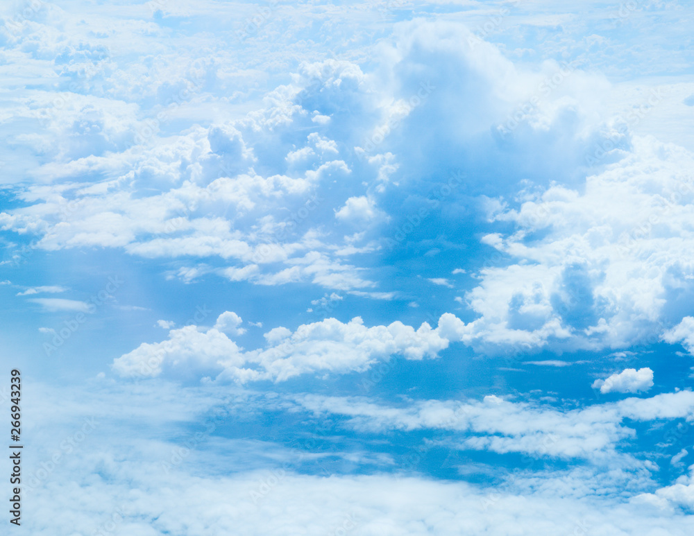 Naklejka premium view of rain clouds through the window of the airliner, from a height of 10 kilometers