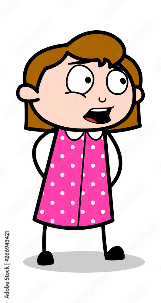 Shocked Face - Retro Office Girl Employee Cartoon Vector Illustration Shocked Face - Retro Office Girl Employee Cartoon Vector Illustration