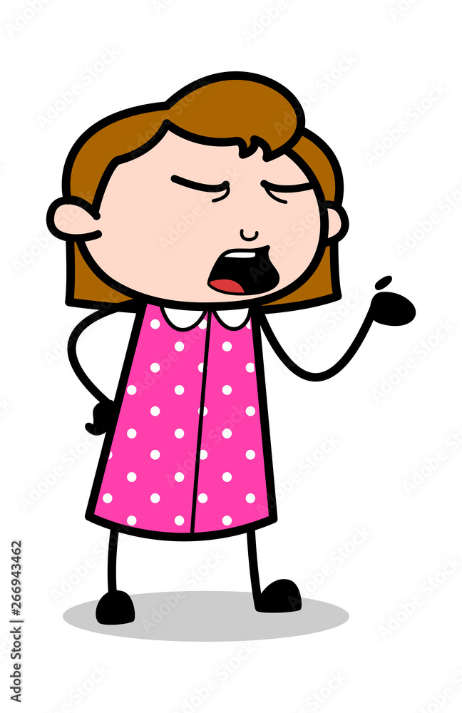 Hand Gesture While Talking - Retro Office Girl Employee Cartoon Vector Illustration Hand Gesture While Talking - Retro Office Girl Employee Cartoon Vector Illustration