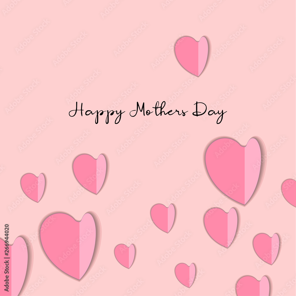 Hearts flying on a pink background. Happy mother day - Vector