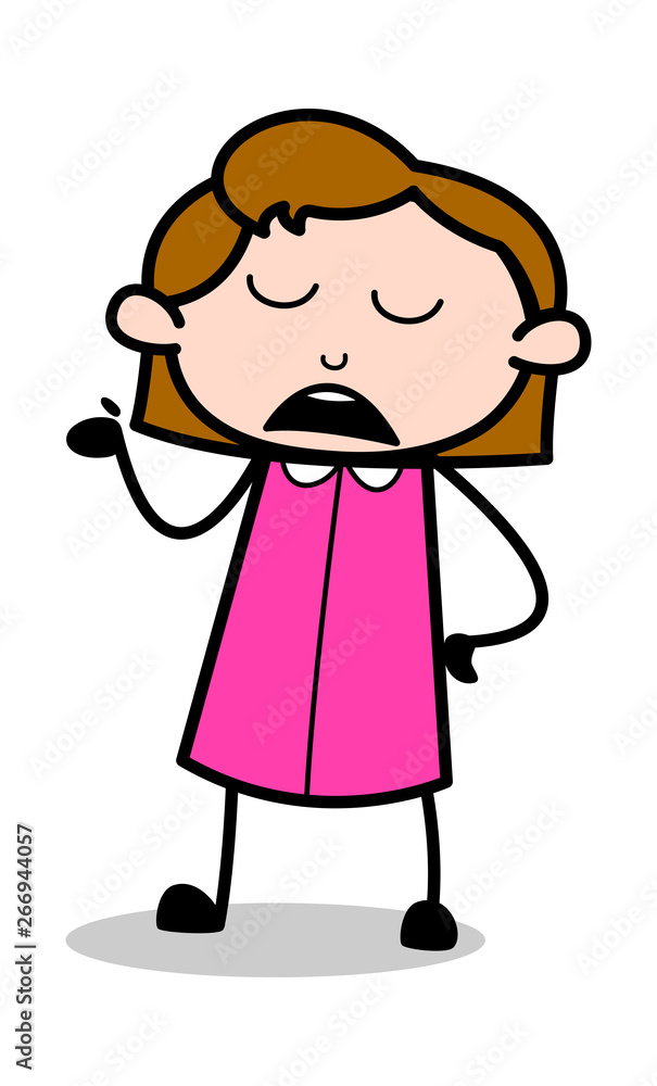 Neglect - Retro Office Girl Employee Cartoon Vector Illustration Neglect - Retro Office Girl Employee Cartoon Vector Illustration