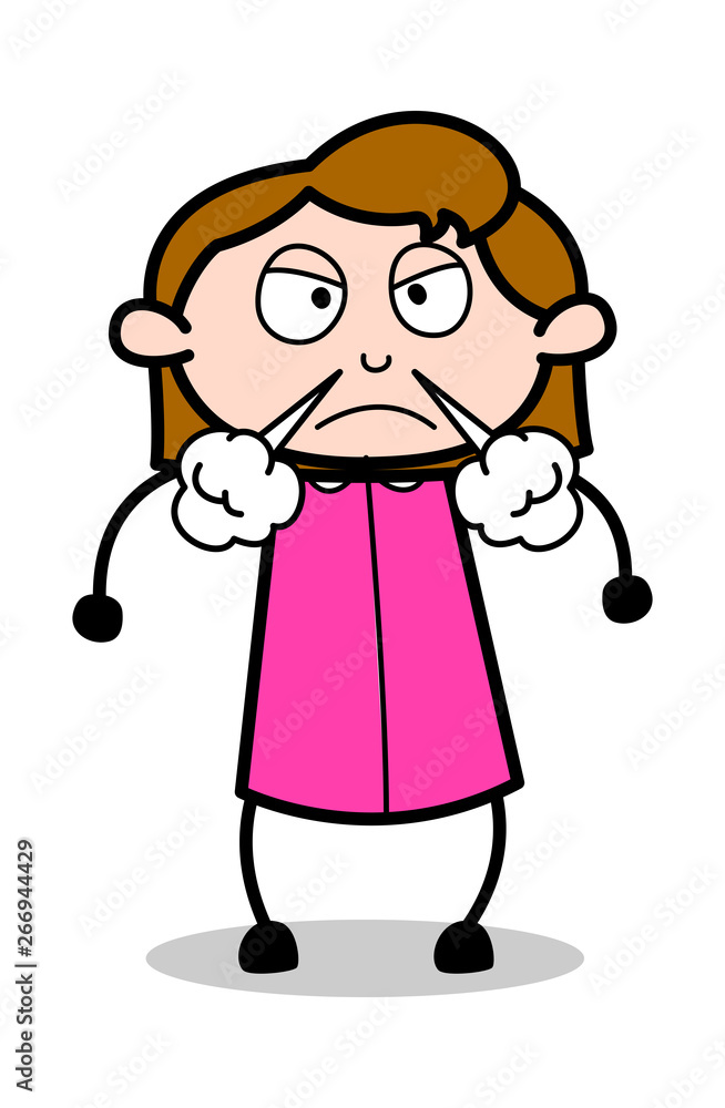 Aggression - Retro Office Girl Employee Cartoon Vector Illustration Aggression - Retro Office Girl Employee Cartoon Vector Illustration