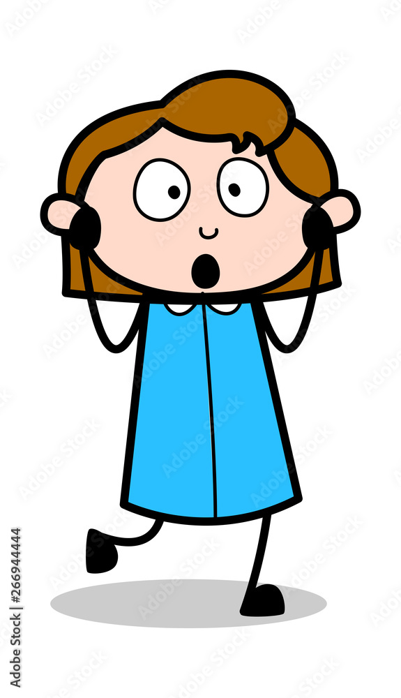 Feeling Shame - Retro Office Girl Employee Cartoon Vector Illustration Feeling Shame - Retro Office Girl Employee Cartoon Vector Illustration