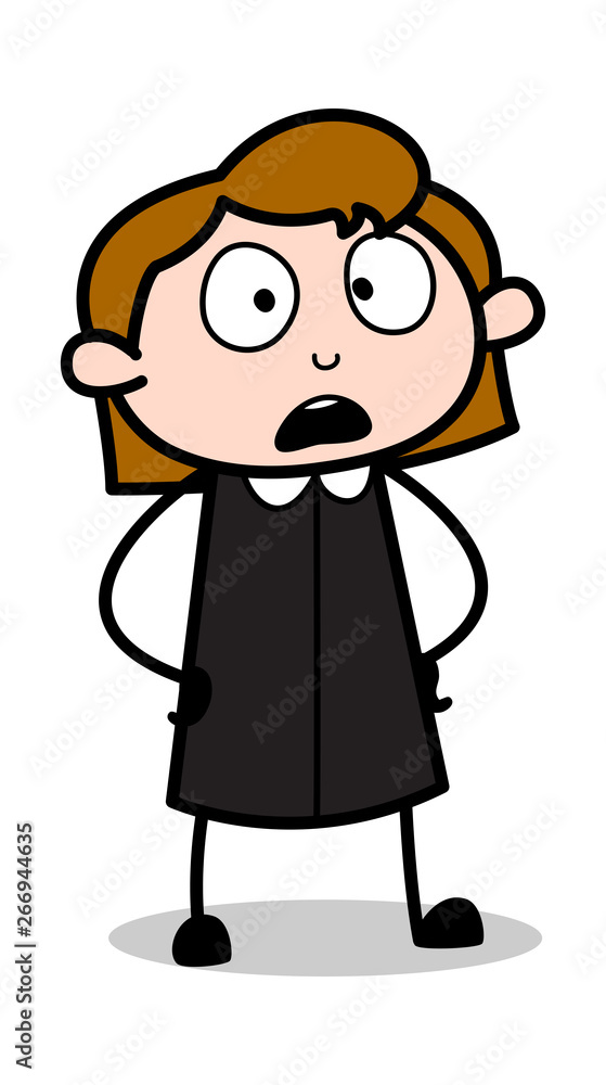 Watching Shockingly - Retro Office Girl Employee Cartoon Vector Illustration Watching Shockingly - Retro Office Girl Employee Cartoon Vector Illustration