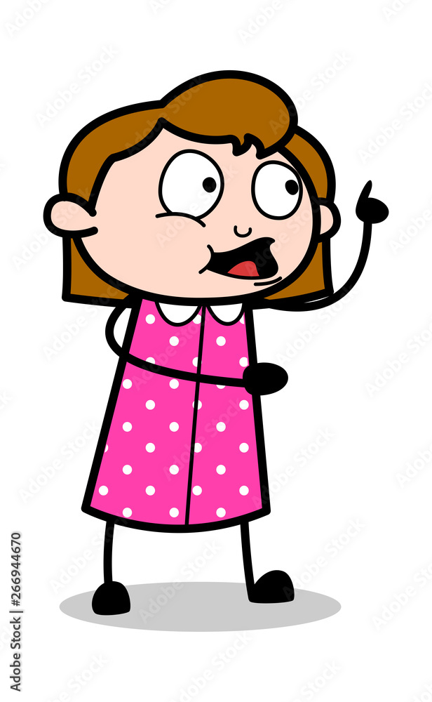 Talking and Reminding - Retro Office Girl Employee Cartoon Vector Illustration Talking and Reminding - Retro Office Girl Employee Cartoon Vector Illustration